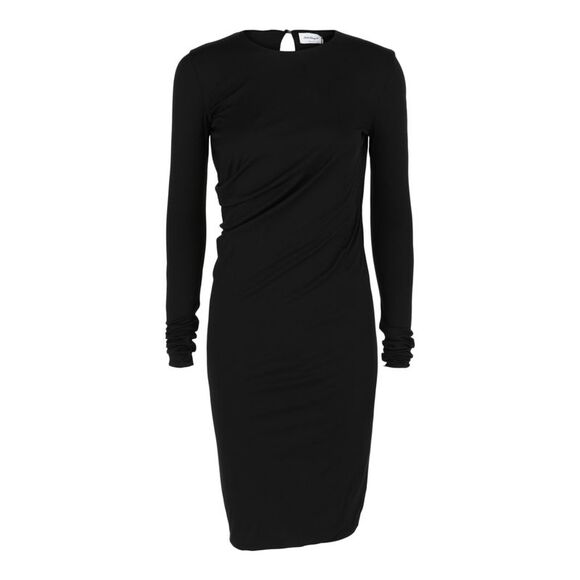 Ferragamo Ruched Midi Dress Black Womens